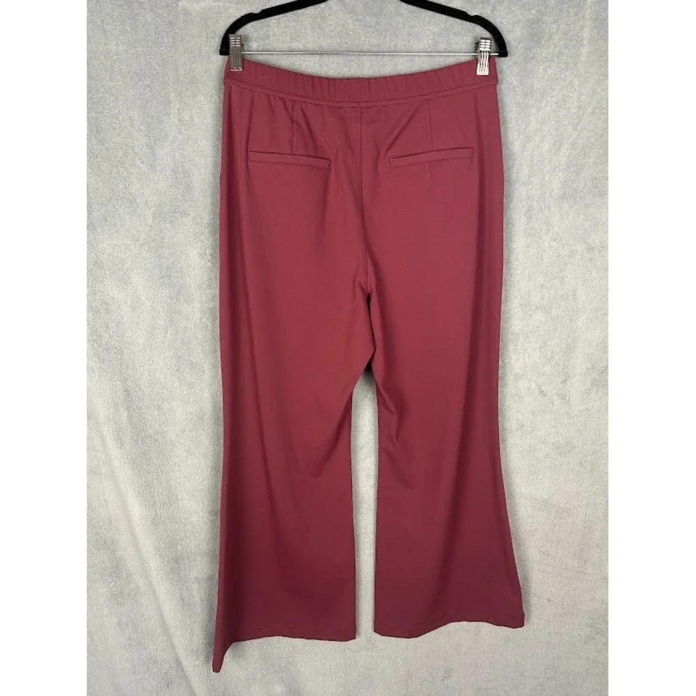 Halara Pants Women Large Burgundy Flex DayStretch High Waisted Pocket Work Flare - Picture 6 of 12
